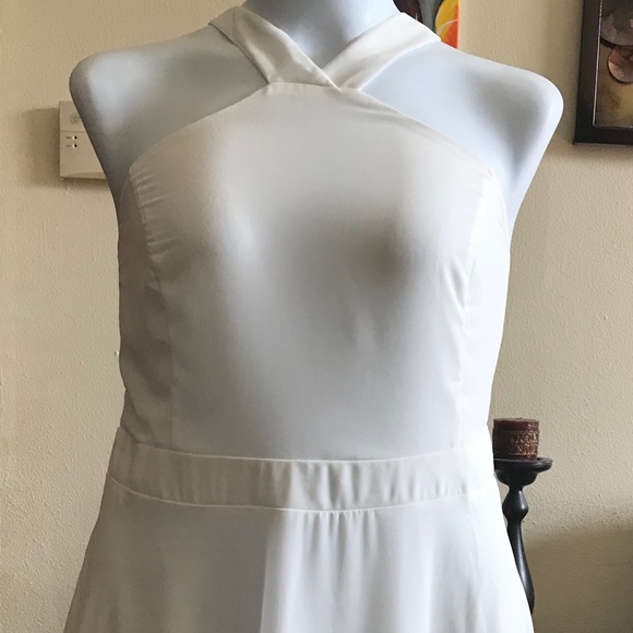 White Bib Neck Skater Dress - Picture 3 of 6